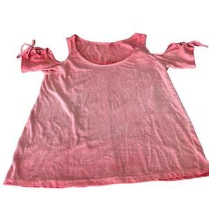 Exist Pink & White Cold Shoulder Knit Top Juniors Large